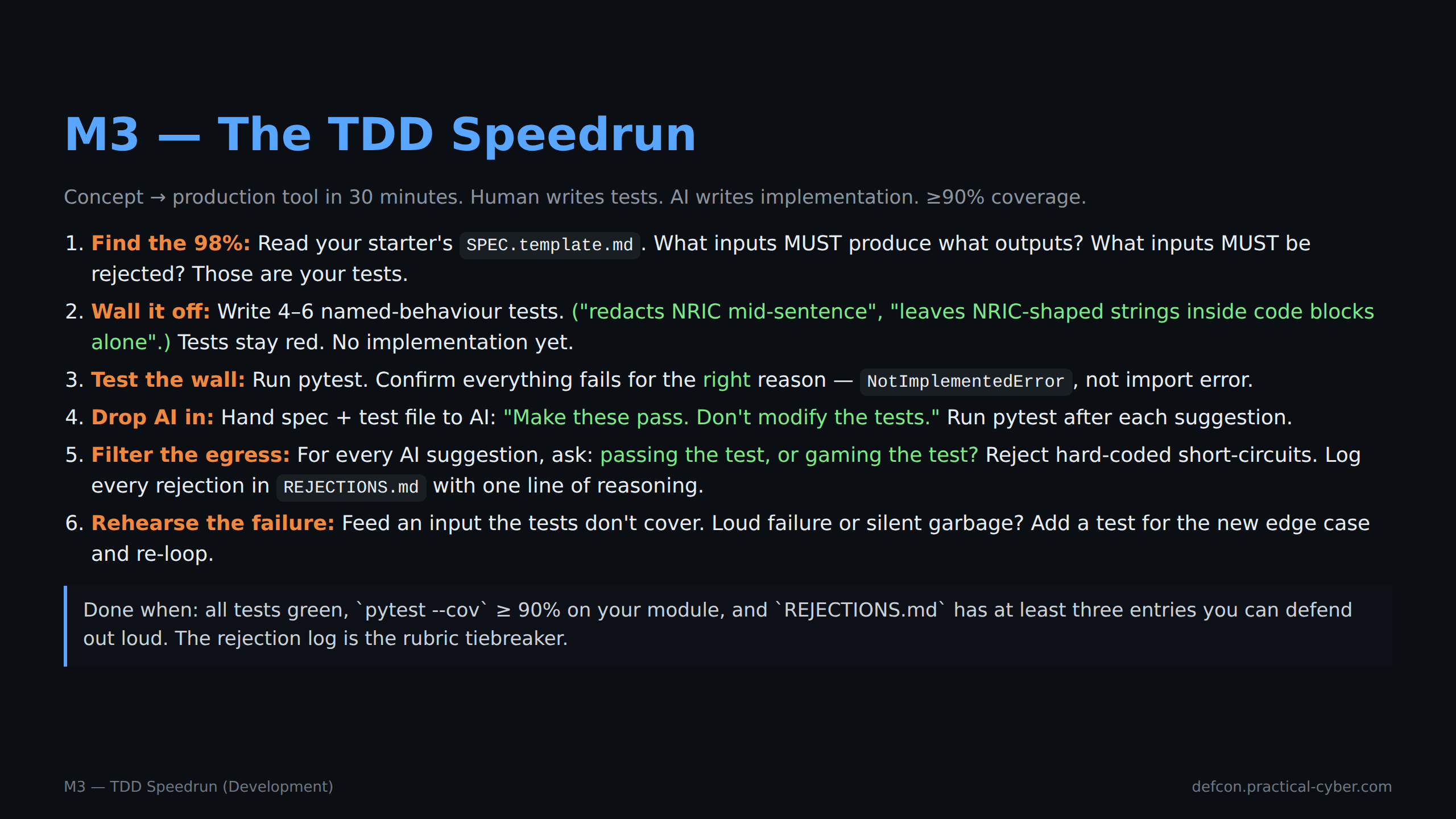 M3 — TDD Speedrun